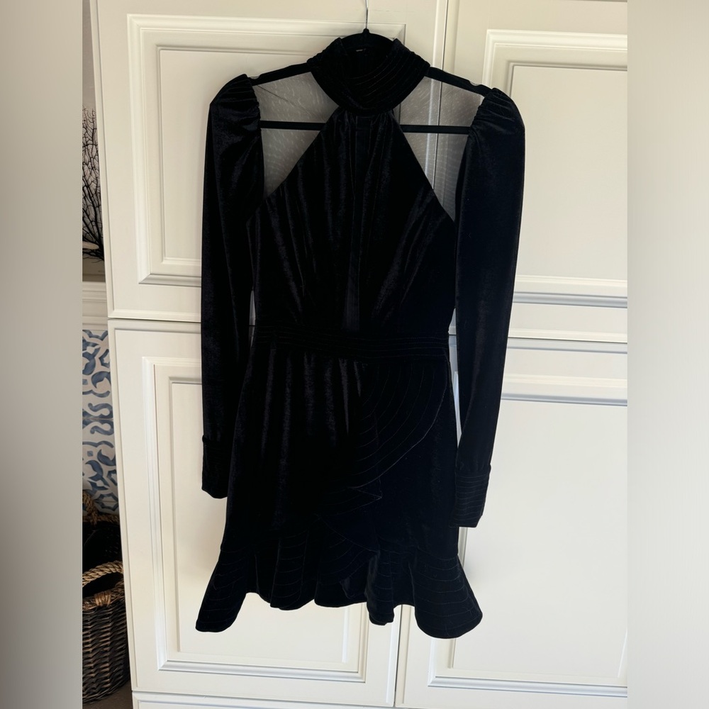 PatBO long sleeved velvet mini dress. Size 2.